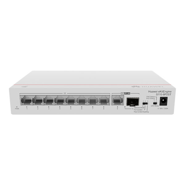 Switch Huawei eKitEngine S110-8P2ST, 8 x 10/100/1000BASE-T(PoE+) / (PoE: 124 W)