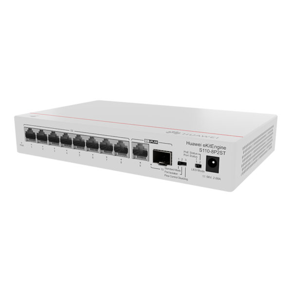 Switch Huawei eKitEngine S110-8P2ST, 8 x 10/100/1000BASE-T(PoE+) / (PoE: 124 W) - Imagen 4