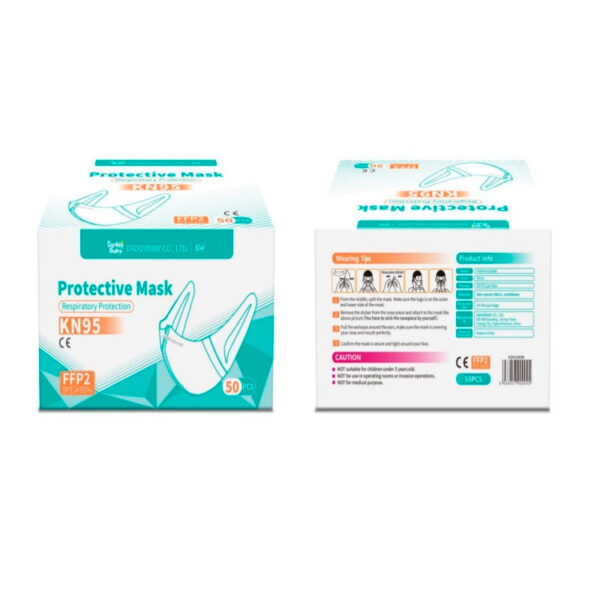Mascarilla Protectora KN95 - Color Blanco - Presentacion en bolsas selladas de 50 unidades - Imagen 2