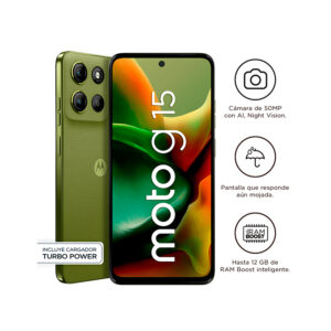 Smartphone Motorola moto g15, Pantalla: 6.7"/LCD/FHD+/60Hz, SO: Android 15, Color Verde