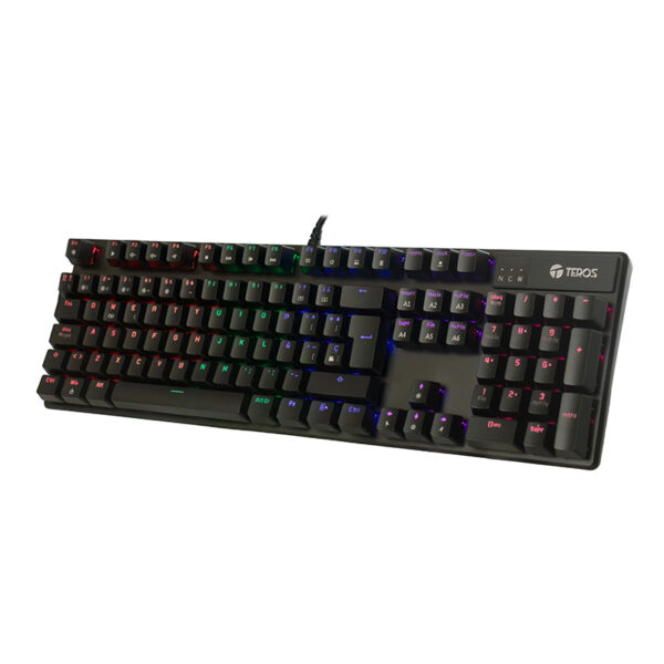 Teclado mecánico TE-4068G, retroiluminación rainbow, USB 2.0, español, color negro - Imagen 3