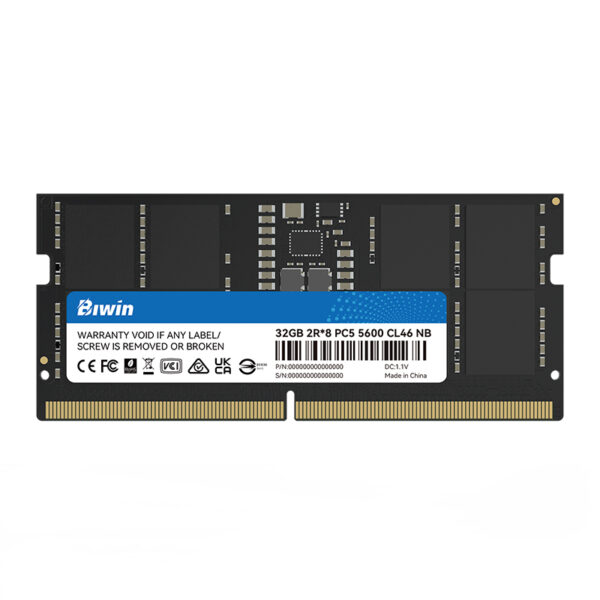 Memoria Biwin SODIMM, 32GB DDR5-5600, 2R*8, CL46, 1.10V, 262 Pin