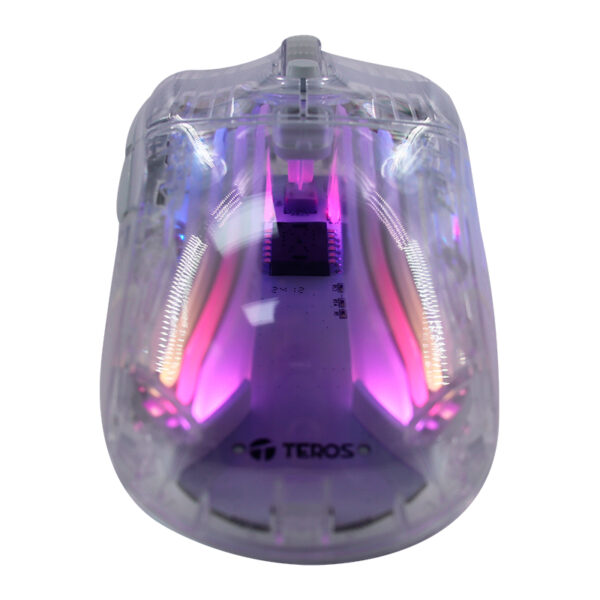 Mouse gamer TEROS TE-1216G, 2 botones, RGB, transparente - Imagen 3