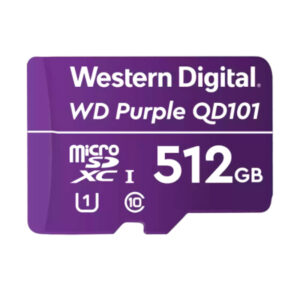Memoria Flash microSD WD Purple 512GB SC QD101, ideal para Camaras de videovigilancia.