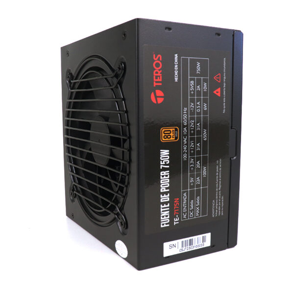 Fuente de alimentación TEROS TE-7175, ATX, 750W, 80 Plus Gold, 100V-240VAC, CERTIFICADA - Imagen 3