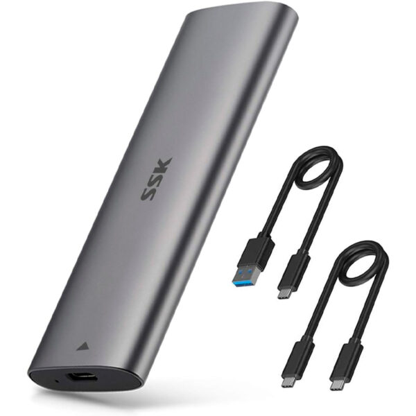 Enclosure SSK de aluminio Tool-Free, USB-C 3.2 Gen 2 para SSD M.2 NVMe (PCie) / NGFF(SATA)