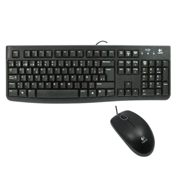 Kit Teclado y Mouse Logitech MK120, USB, Negro.