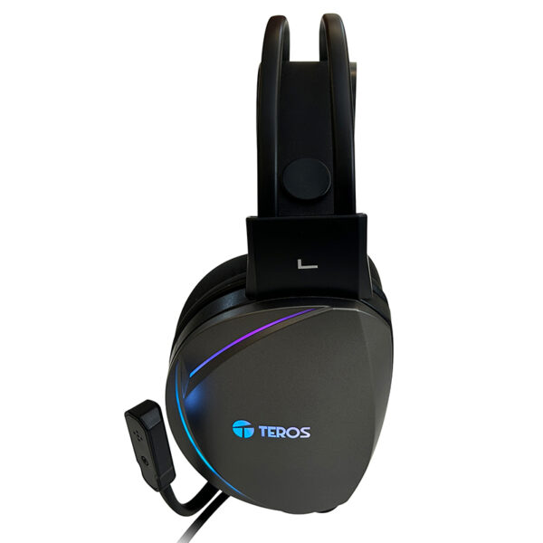 Auriculares Gaming TEROS TE-8170N estéreo 7.1, micrófono, conector USB, Negro, Luces RGB - Imagen 5