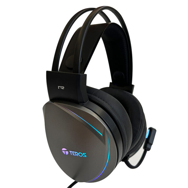 Auriculares Gaming TEROS TE-8170N estéreo 7.1, micrófono, conector USB, Negro, Luces RGB - Imagen 6