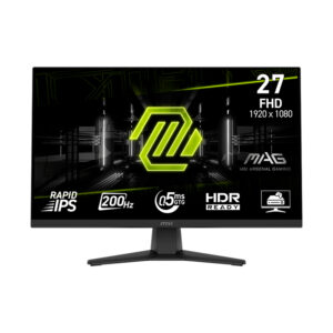Monitor Plano Gaming MSI MAG 272F, 27" FHD RAPID IPS, HDMI, DP, 200 Hz, 0.5 MS,Color Negro