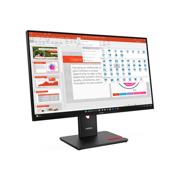Monitor Plano Lenovo ThinkVision T27-40, 27" WLED FHD IPS/HDMI/DP/VGA/USB-C/USB-B/USB-A x3 - Imagen 3