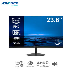 Monitor curvo ADVANCE ADV-2452S 23.6" FHD VA 100Hz 1ms HDMI VGA PARLANTES negro