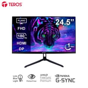Monitor plano gaming TEROS TE-2475G 24.5" FHD VA 180Hz 1ms HDMI DP AUDIO OUT USB negro