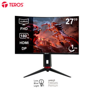 Monitor curvo gaming TEROS TE-2766G, 27" FHD VA, 180 Hz, 1 ms, HDMI, DP, PIVOT