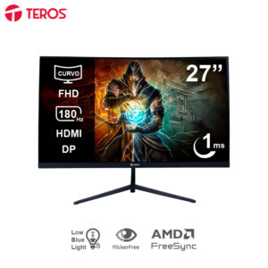 Monitor curvo gaming TEROS TE-2787G 27" FHD VA 180Hz 1ms HDMI DP AUDIO OUT negro