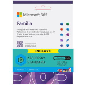 Lic. Virtual (ESD) Kit Microsoft 365 Familia + Kaspersky (Lic de 12 meses/1 a 6 usuarios)
