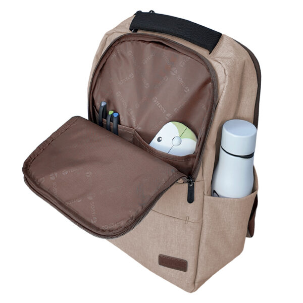 BACKPACK TEROS CITY BEIGE TE-ACS9012BG, para notebooks de hasta 15.6" - Imagen 2