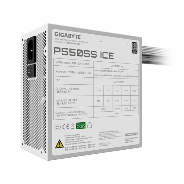 Fuente de alimentación Gigabyte P550SS ICE , 550W, 80 PLUS Silver, Formato ATX. - Imagen 3