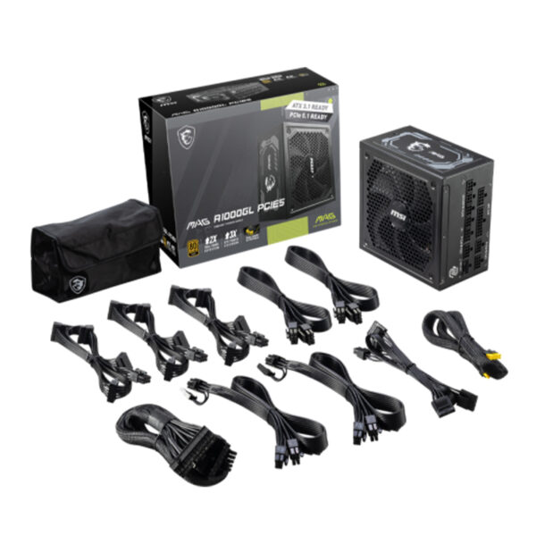 Fuente de alimentación MSI MAG A1000GL PCIE5, 1000W, 80 PLUS Gold, Formato ATX. - Imagen 5