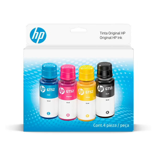 Combo Kit de botellas de tinta HP GT53/GT52, (Pack de 4), Negro, Magenta, Cian, Amarillo - Imagen 2